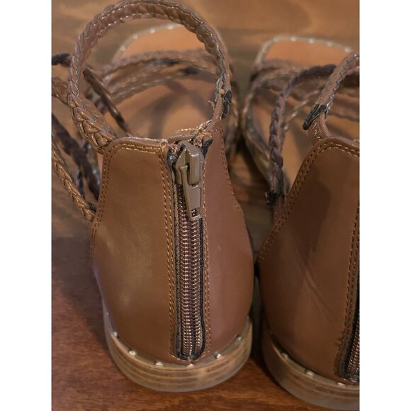 Steve Madden Brown Tessi Flat Sandal Ankle Straps Size 9 Braided Ankle Gladiator - Picture 8 of 8